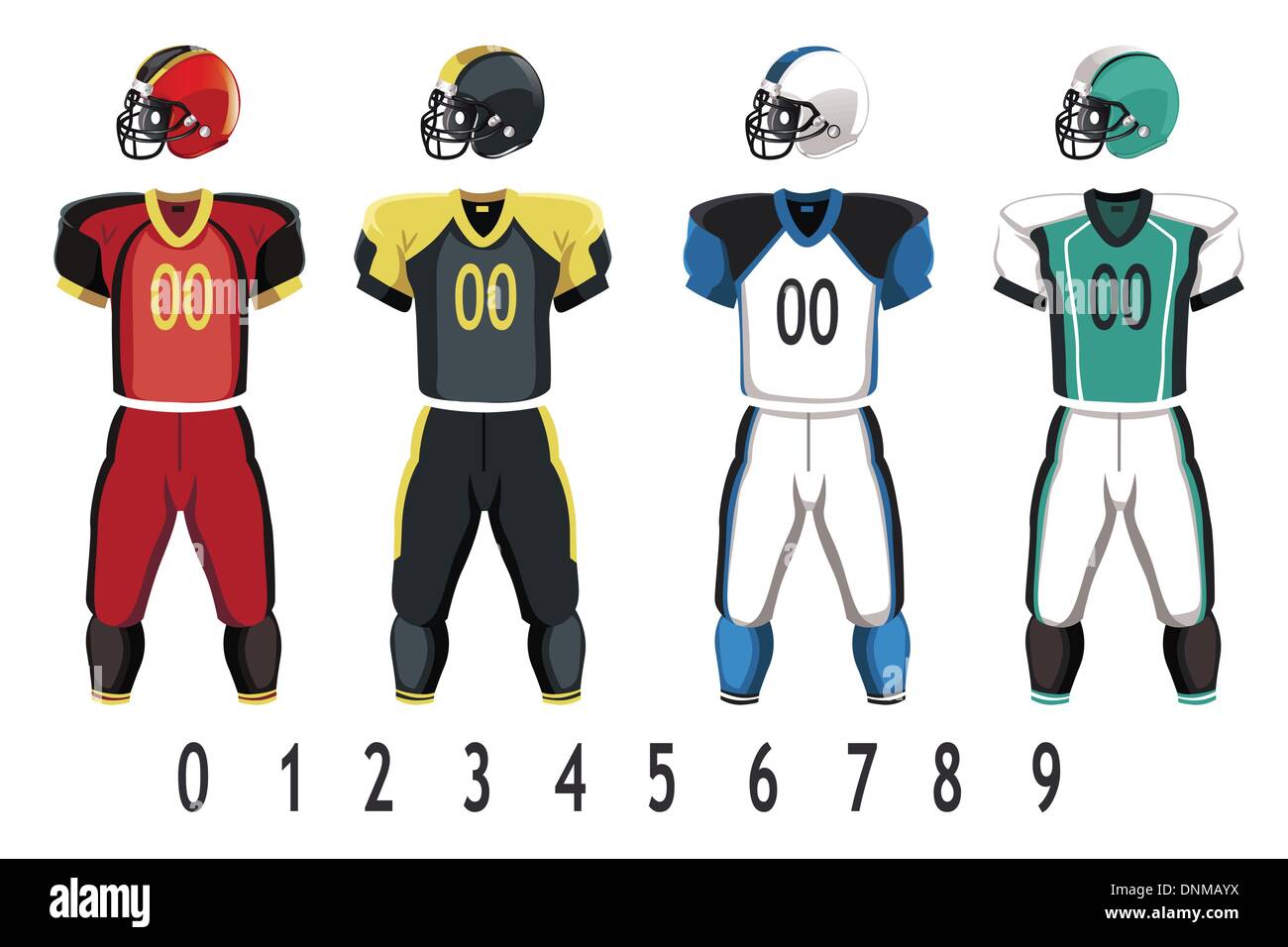 Una illustrazione vettoriale di football americano jersey Illustrazione Vettoriale