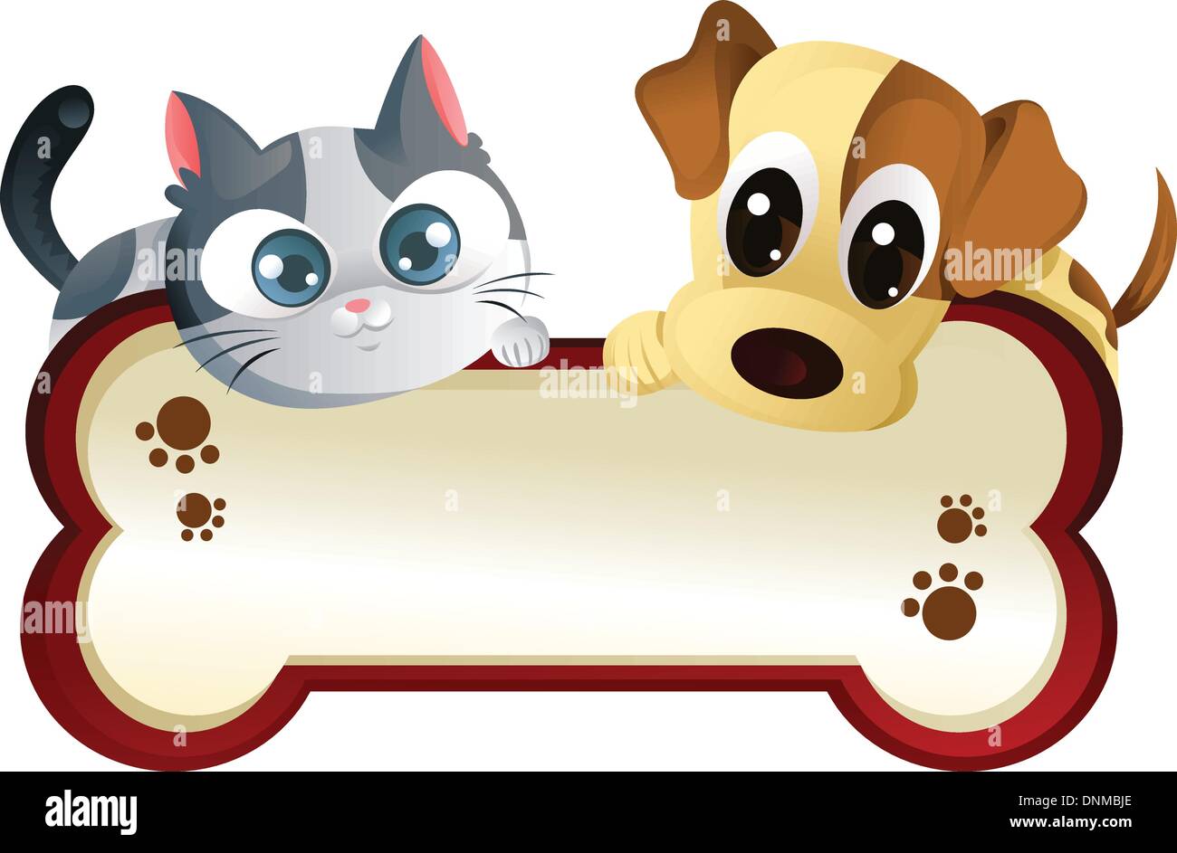 Una illustrazione vettoriale di un cane e un gatto banner Illustrazione Vettoriale