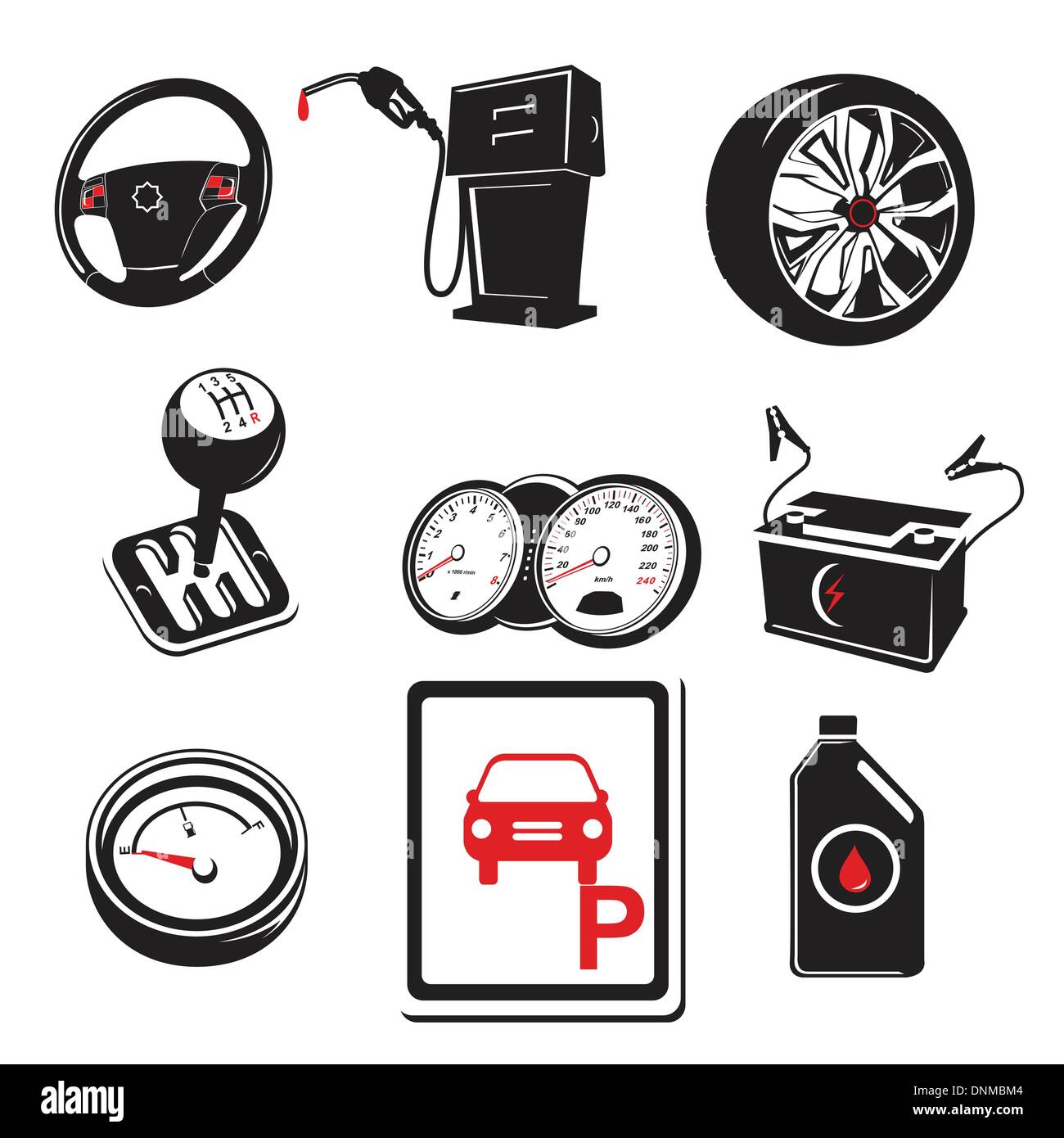 Una illustrazione vettoriale di icone di auto Illustrazione Vettoriale