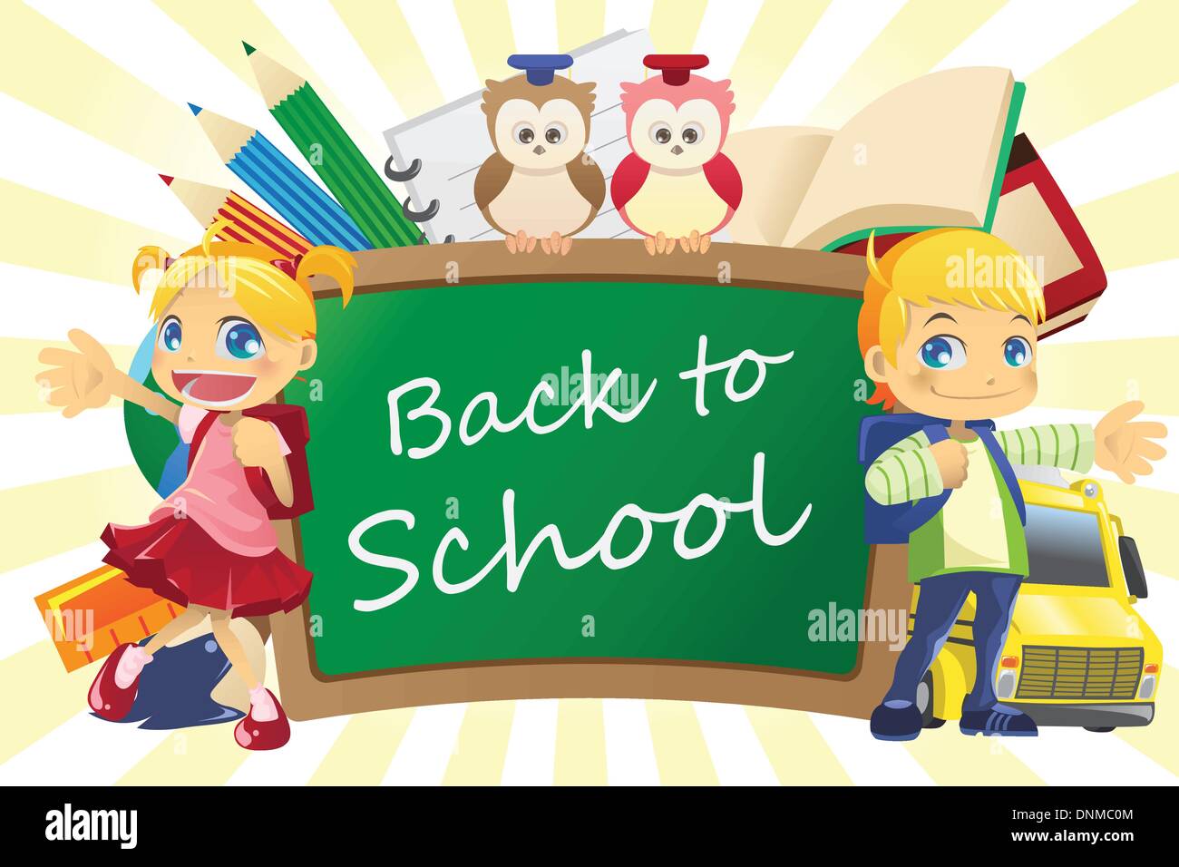 Una illustrazione vettoriale di un ritorno a scuola di sfondo Illustrazione Vettoriale