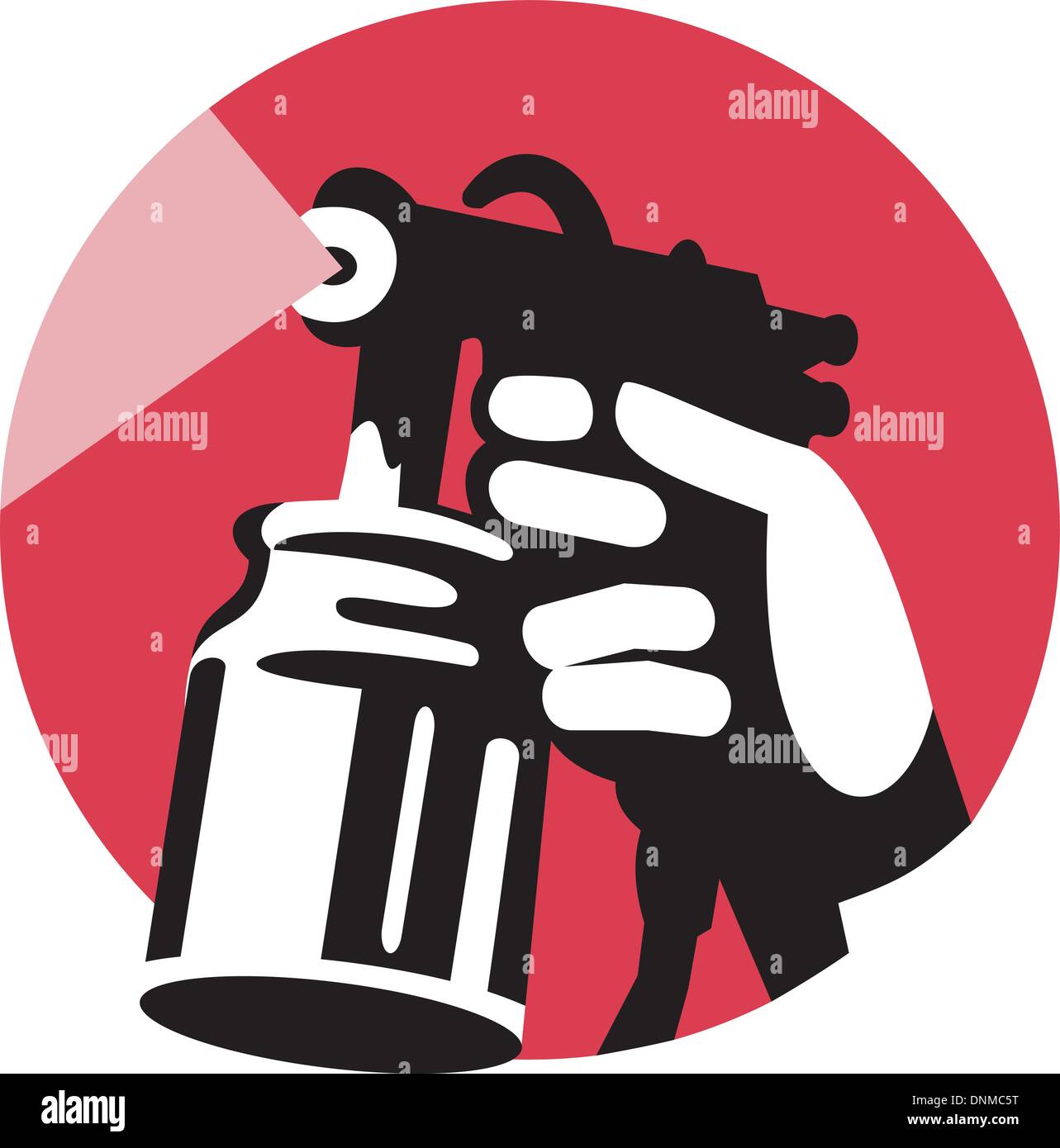 Illustrazione di una pistola a spruzzo con mano azienda Illustrazione Vettoriale