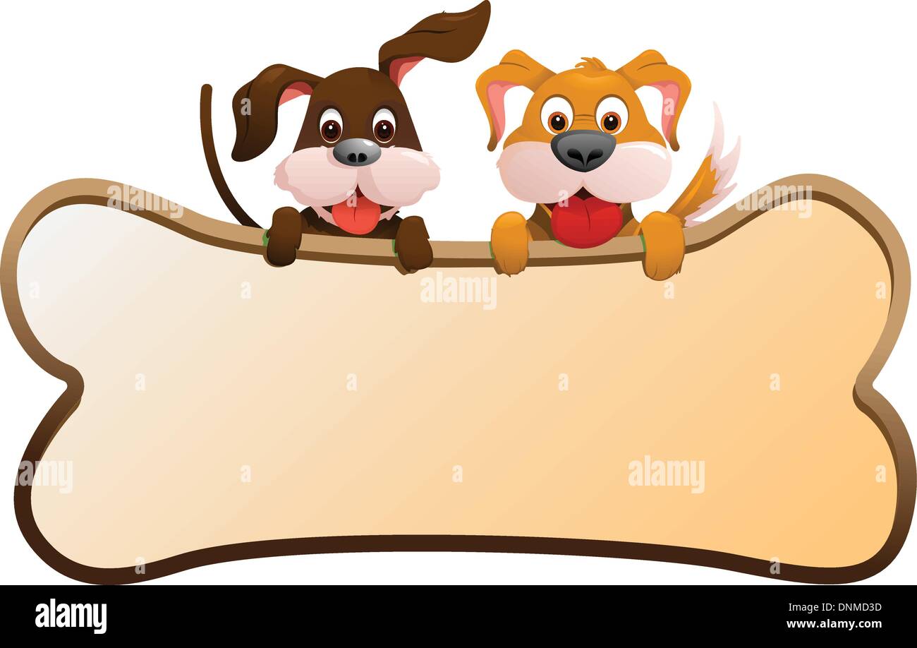 Una illustrazione vettoriale di due cani tenendo un banner Illustrazione Vettoriale