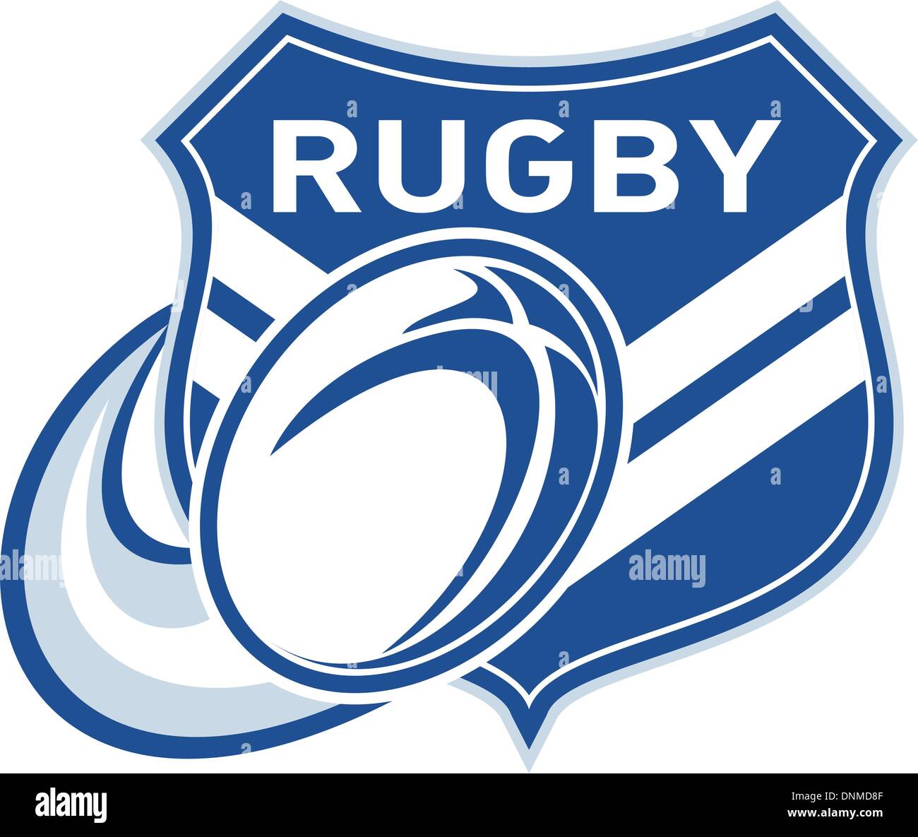 Illustrazione di un pallone da rugby battenti con scudo e la Chevron in background Illustrazione Vettoriale