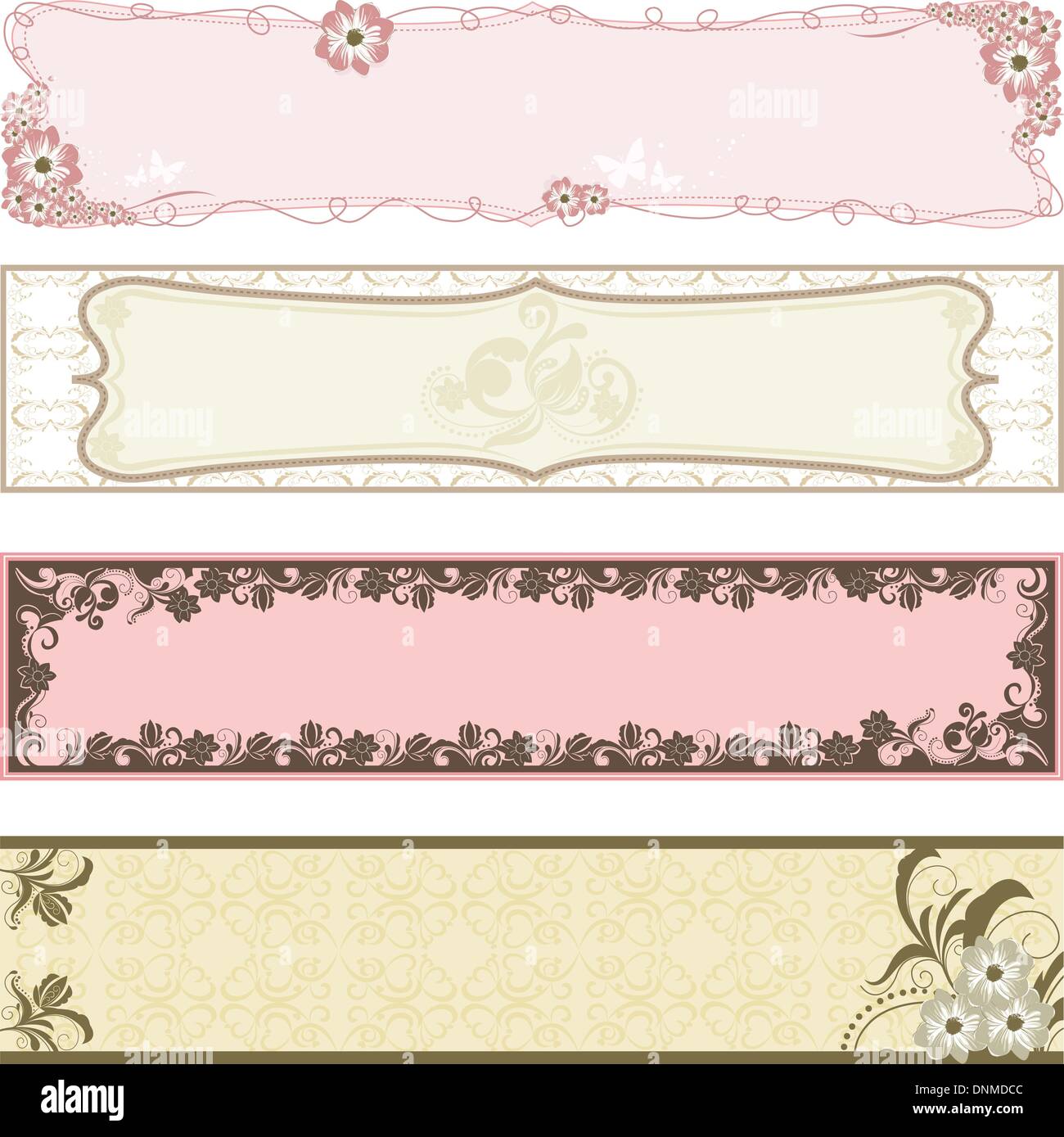 Un vettore illustrazione della collezione di banner di fiori Illustrazione Vettoriale