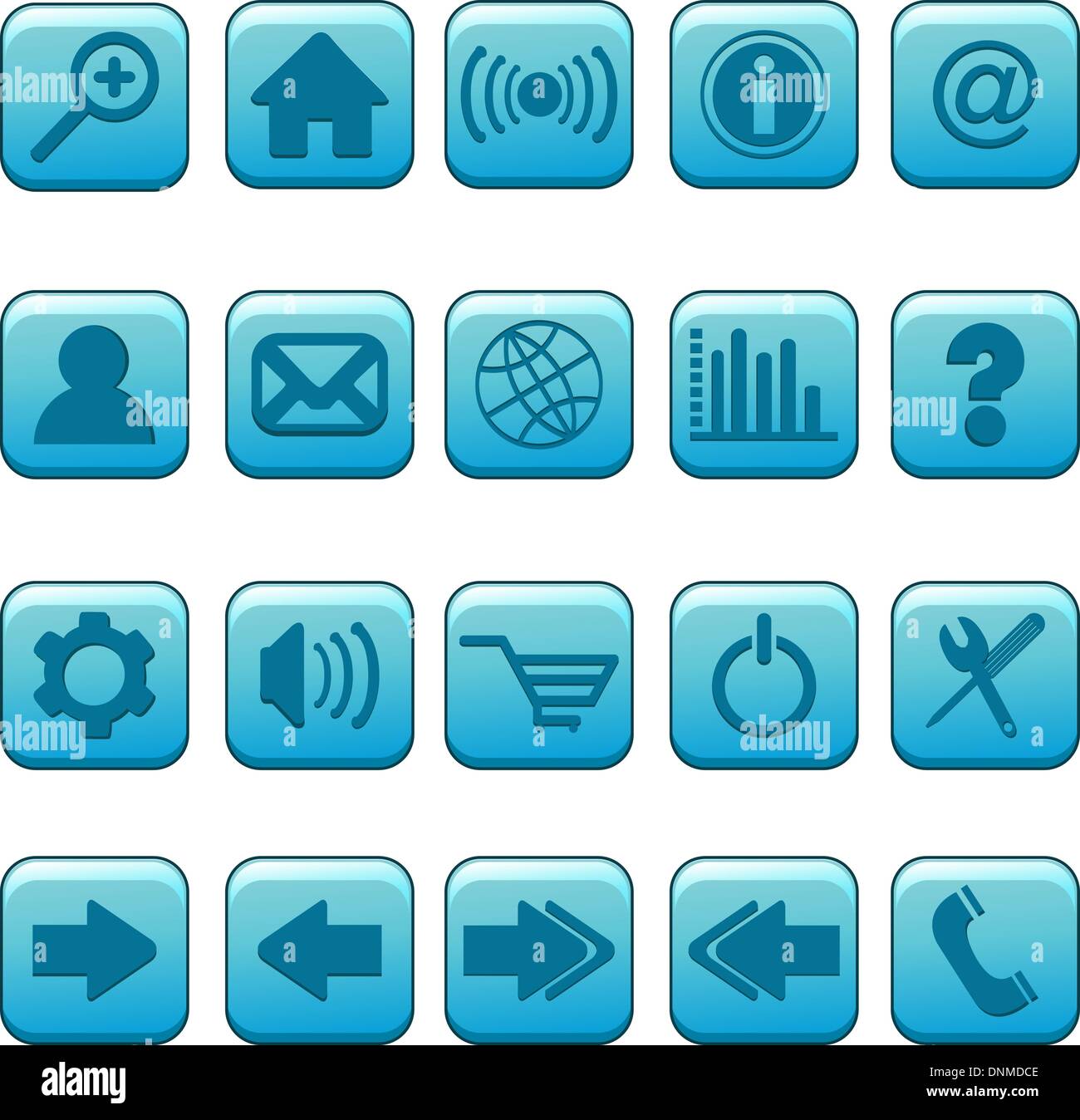 Una illustrazione vettoriale di un set di icone per siti web Illustrazione Vettoriale