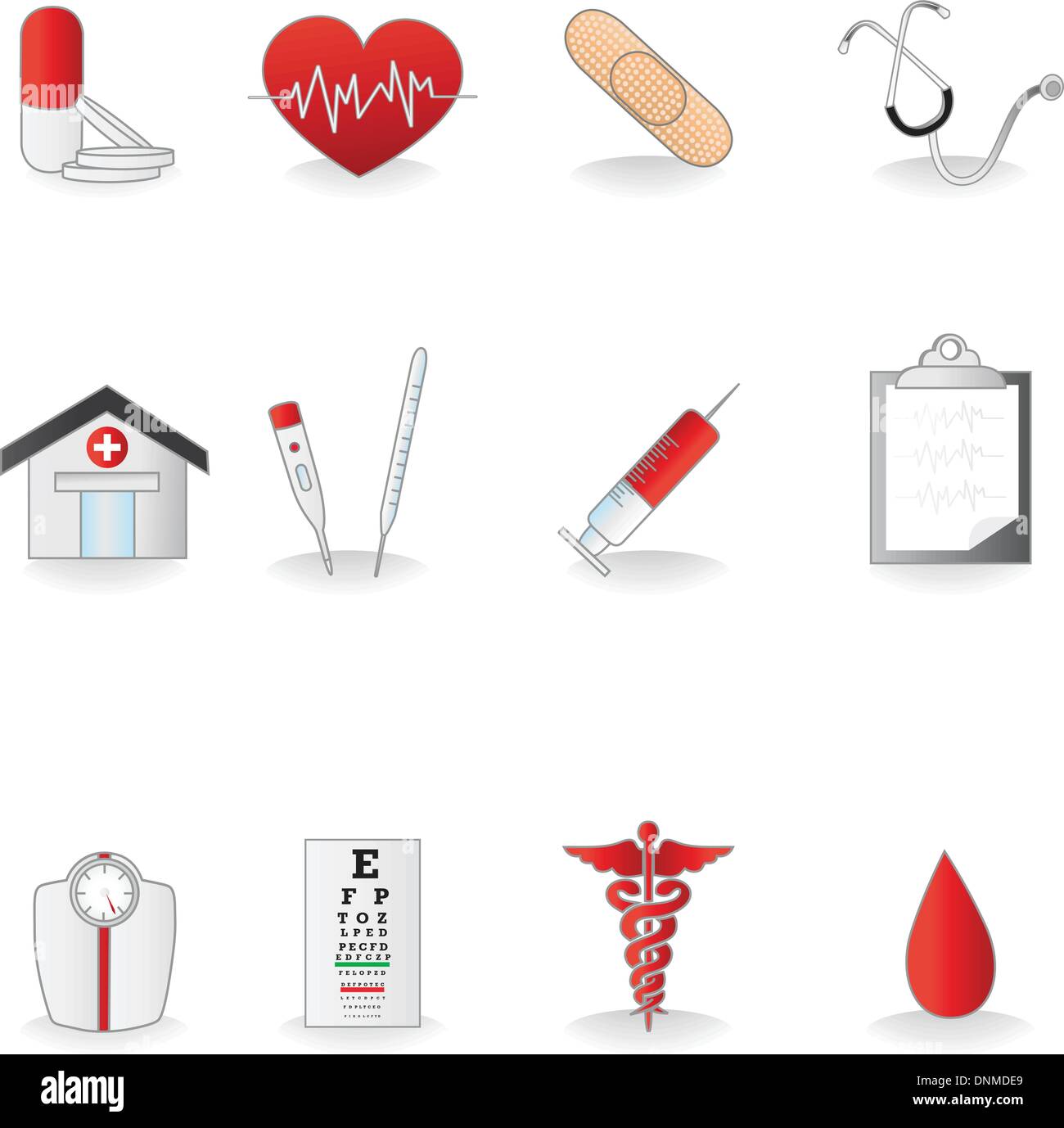 Una illustrazione vettoriale di un set di icone mediche Illustrazione Vettoriale