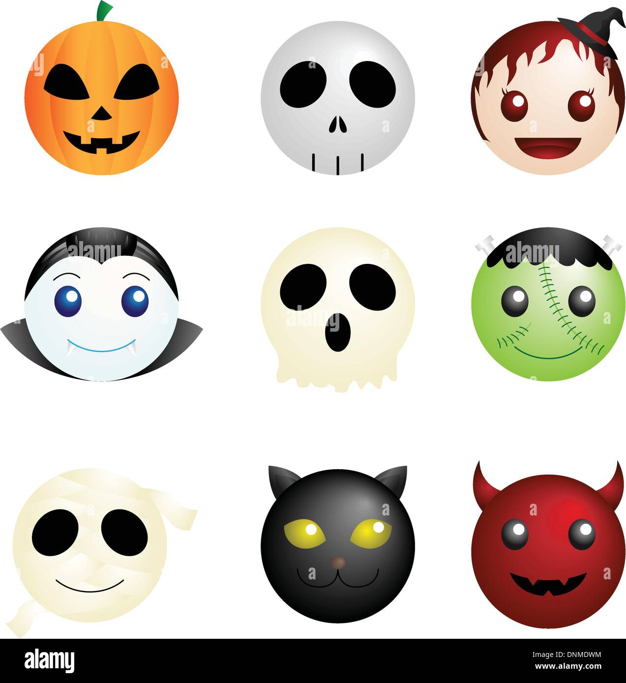 Una illustrazione vettoriale di Halloween icone di caratteri Illustrazione Vettoriale