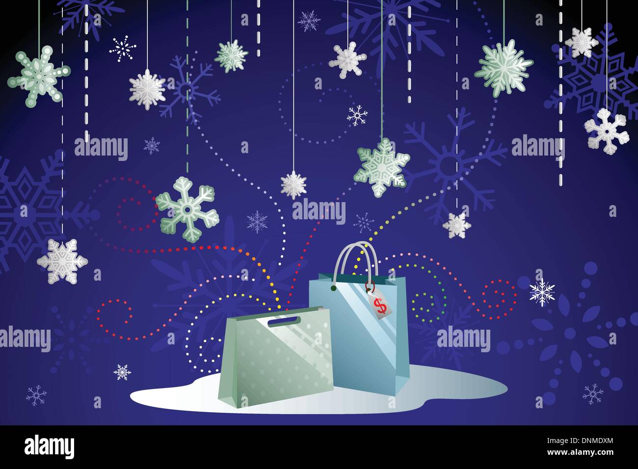 Una illustrazione vettoriale di inverno sfondo per lo shopping Illustrazione Vettoriale