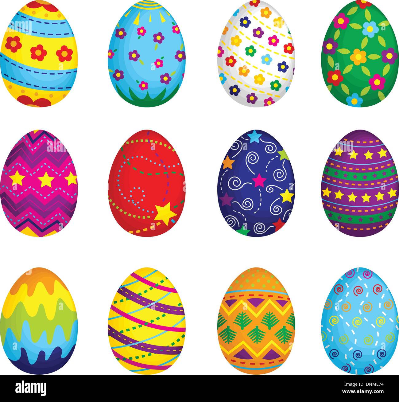 Una illustrazione vettoriale di colorate uova di Pasqua Illustrazione Vettoriale
