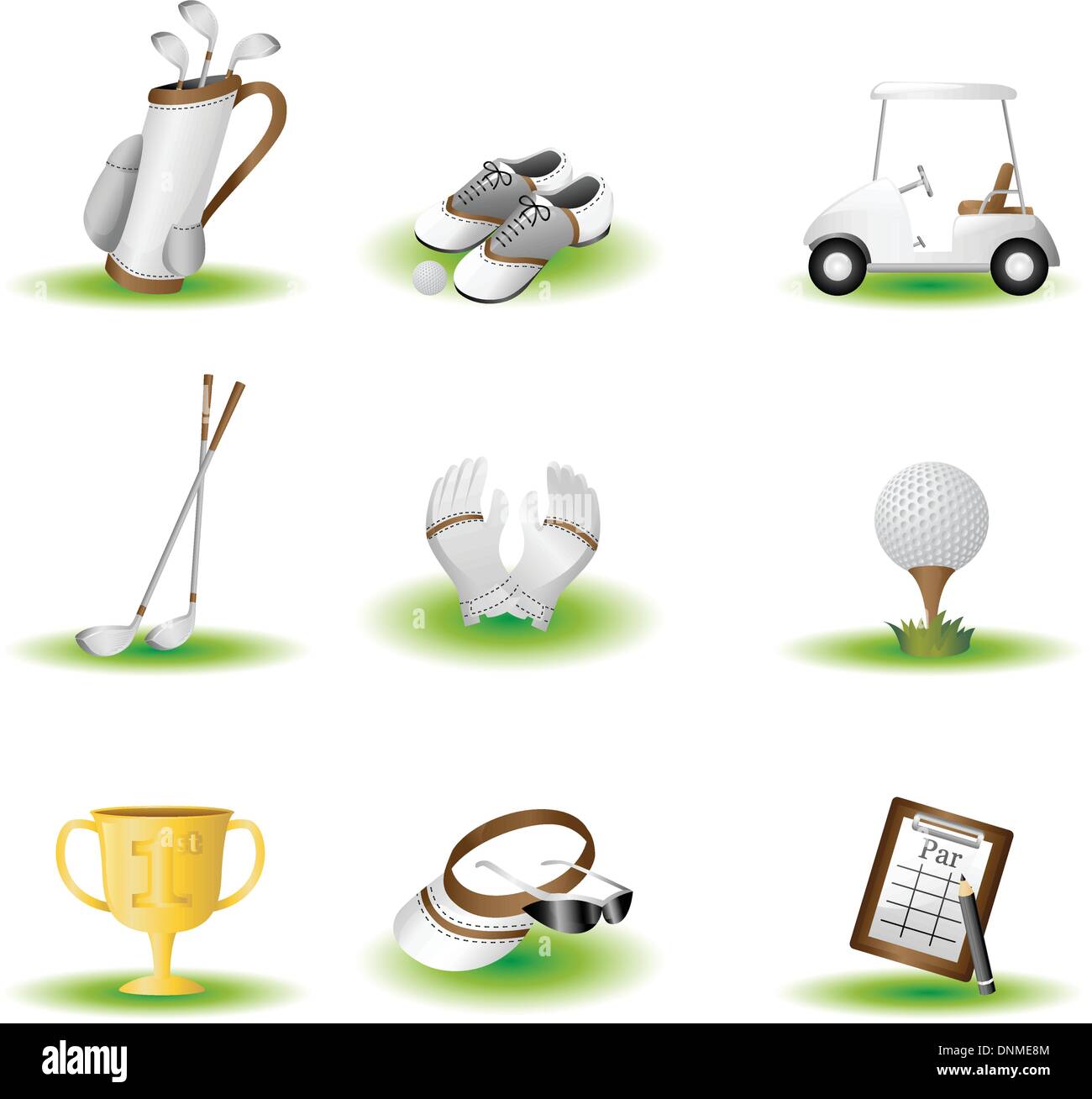 Una illustrazione vettoriale di golf icone correlate Illustrazione Vettoriale