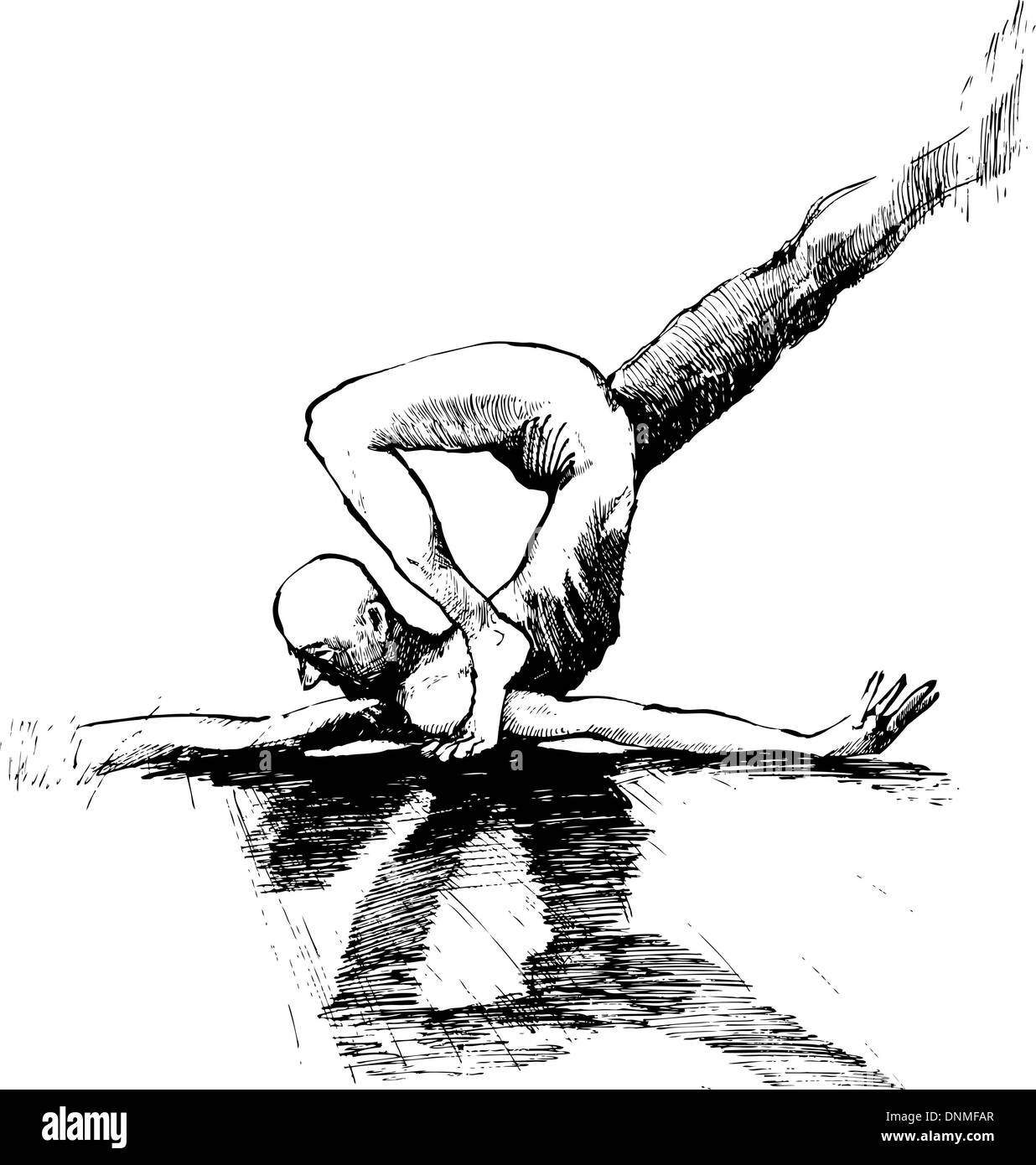 Bianco e nero illustrazione schizzo di acrobat Illustrazione Vettoriale