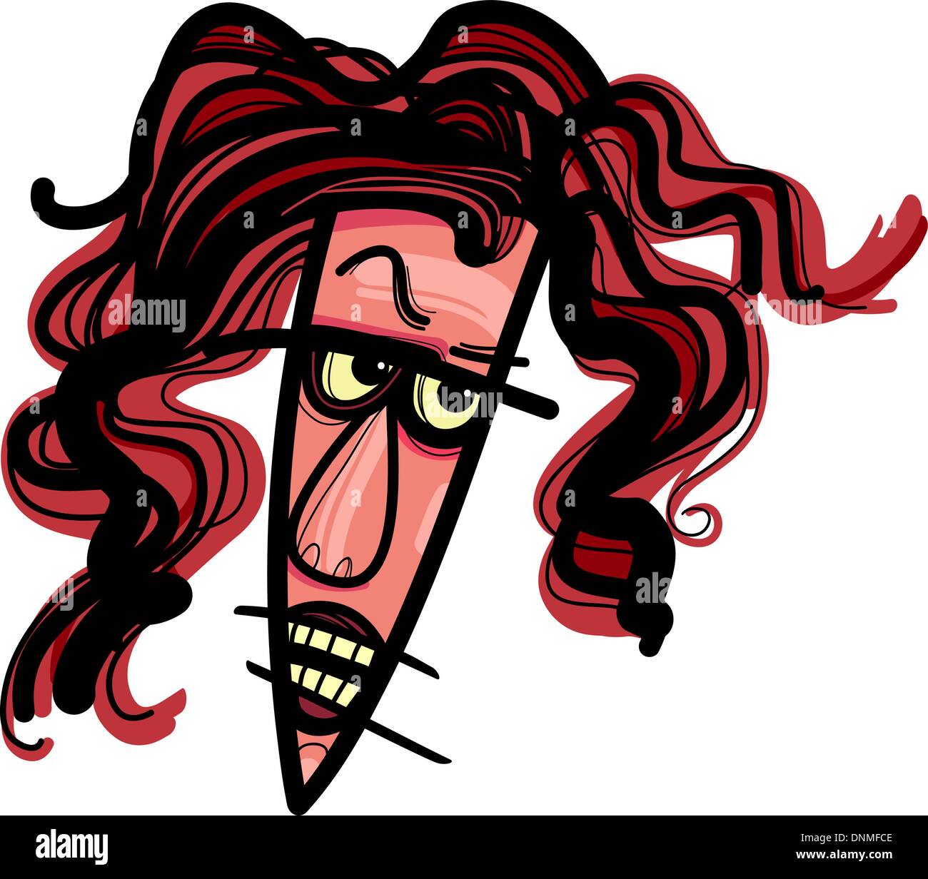 Disegno illustrativo di Cartoon arrabbiato donna caricatura Illustrazione Vettoriale