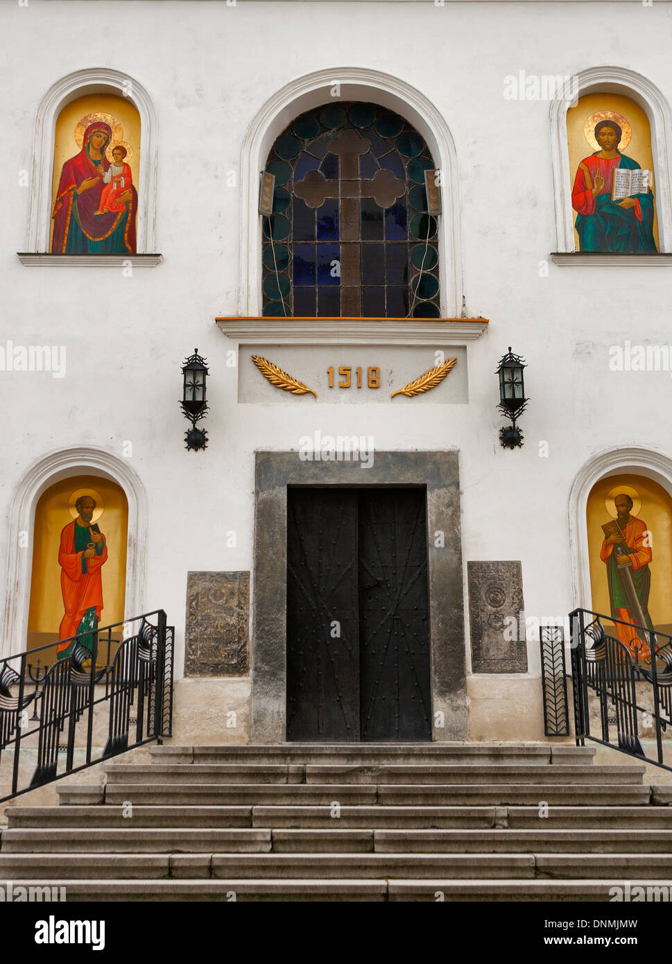 Ingresso alla chiesa di San Onufriy costruito 1518 a Lviv, Ucraina Foto Stock
