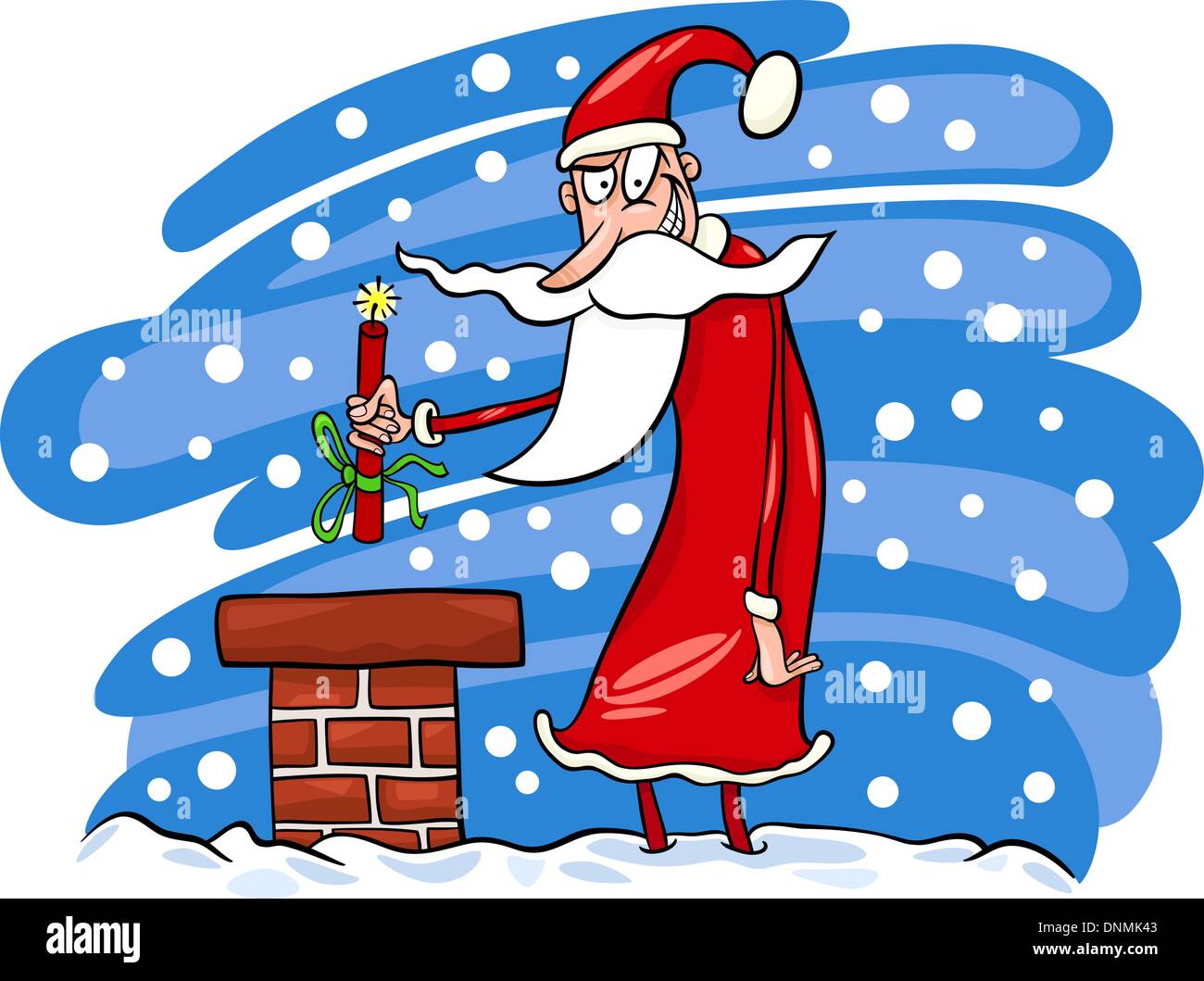 Immagini Sul Natale Divertenti.Illustrazione Del Fumetto Di Malware Divertente Babbo Natale O Papa Noel Sul Tetto Con Stick Di Dinamite Come Regalo Di Natale Immagine E Vettoriale Alamy