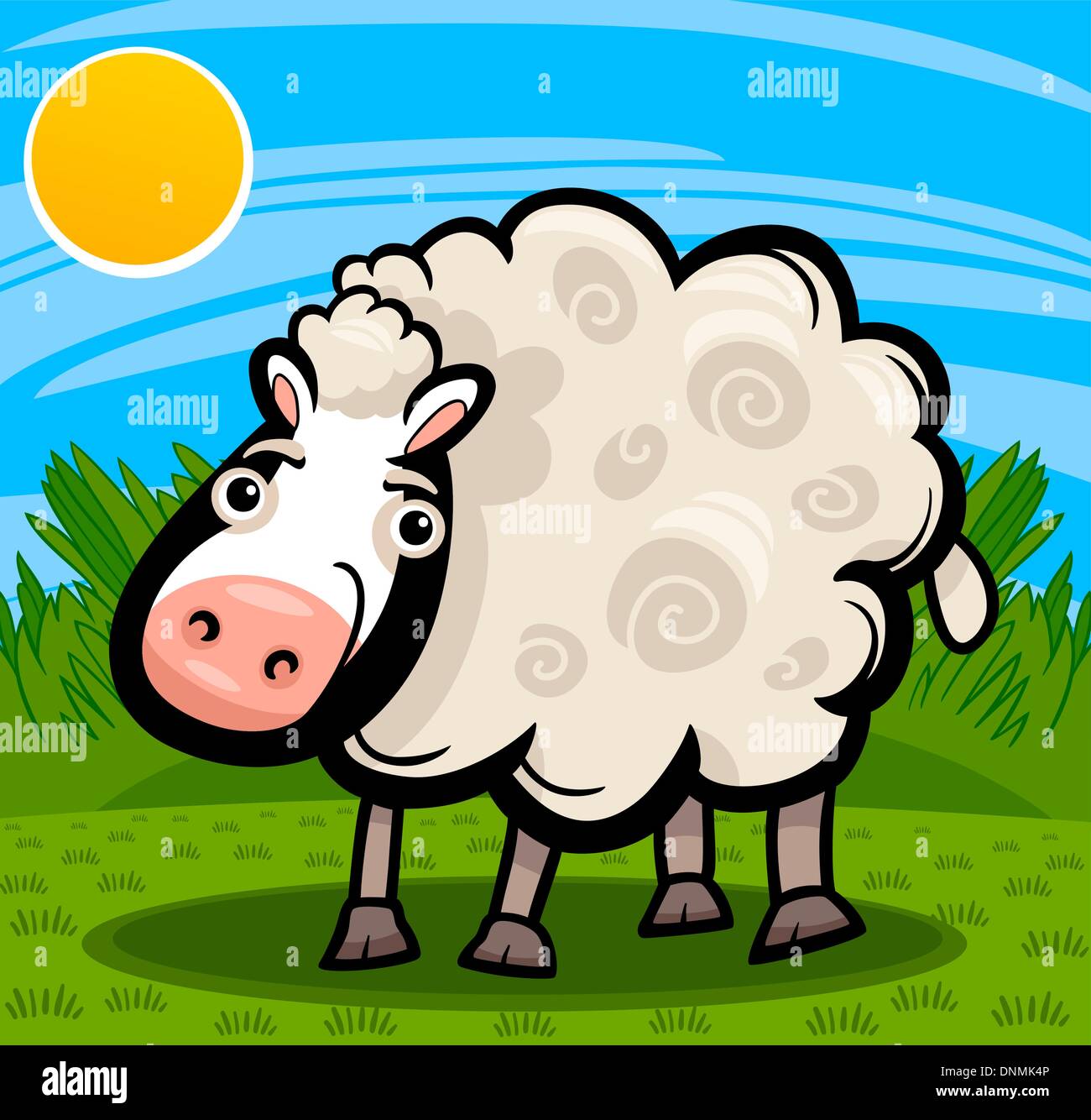 Cartoon illustrazione della cute del bestiame ovino animale dell'azienda agricola Illustrazione Vettoriale