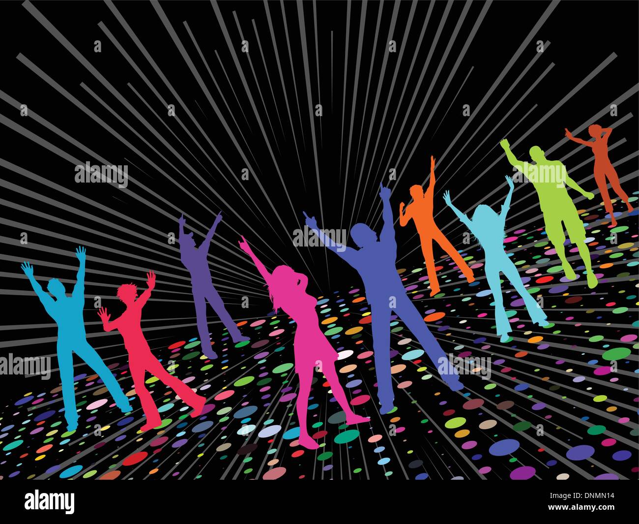 Sagome di persone che ballano Illustrazione Vettoriale