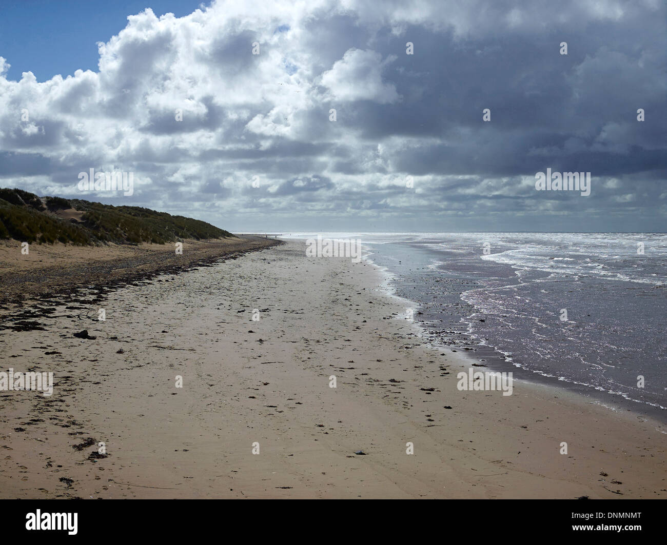 La costa di Fylde tra Blackpool e di Lytham St Annes, Nord Ovest Inghilterra Foto Stock