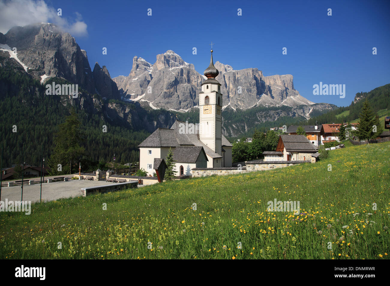 Le Dolomiti, Sella gruppo montuoso, in Italia, in provincia di Bolzano, Colfosco, patrimonio mondiale dell UNESCO Foto Stock
