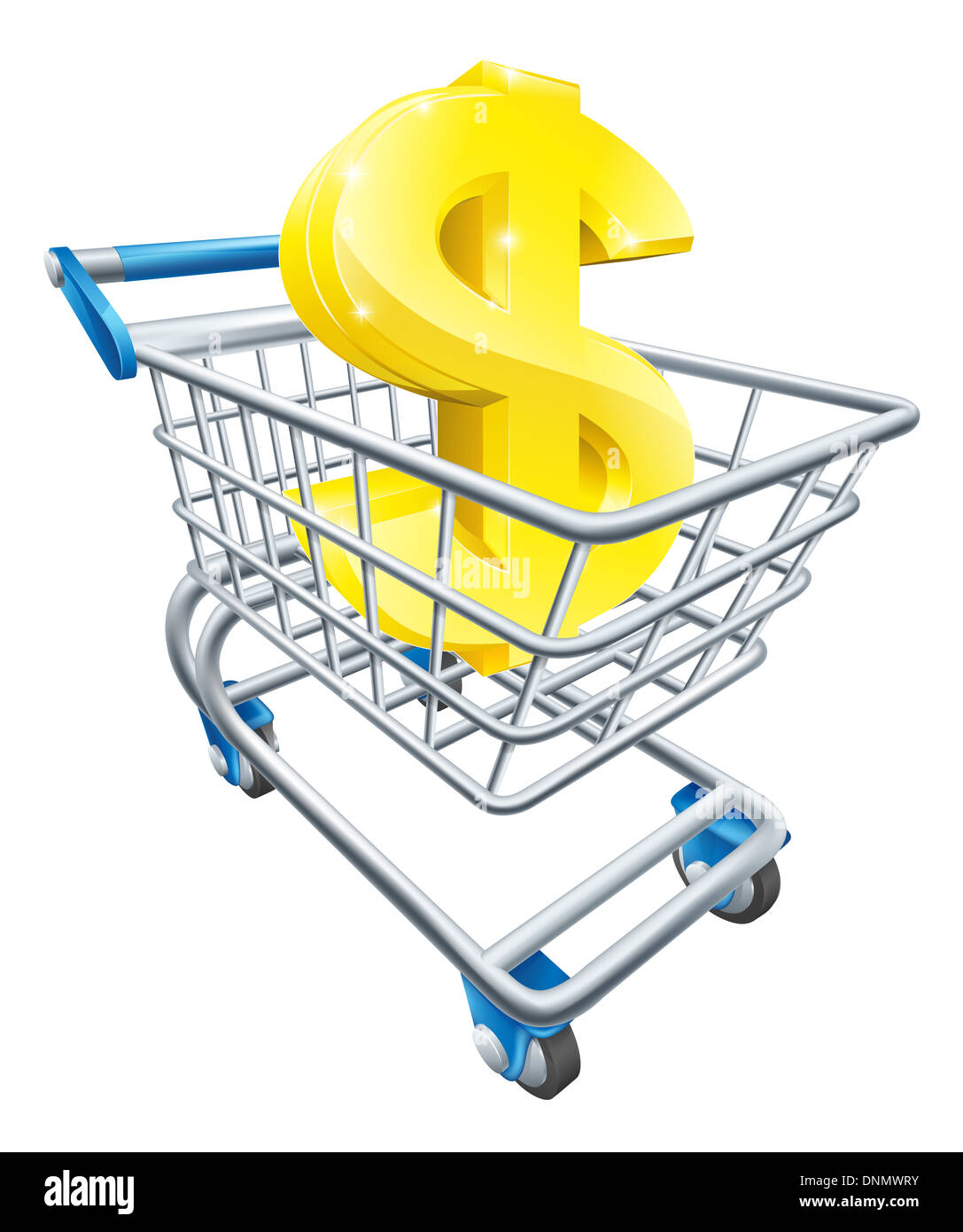 Dollar Cambio carrello concetto di dollar sign in un supermercato carrello o carrello Foto Stock