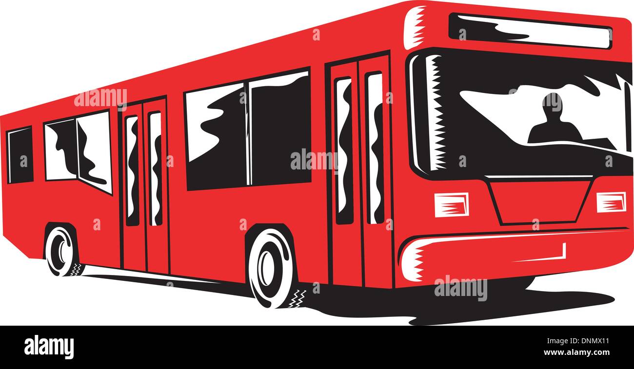 Illustrazione di un autobus navetta bus su sfondo isolato Illustrazione Vettoriale
