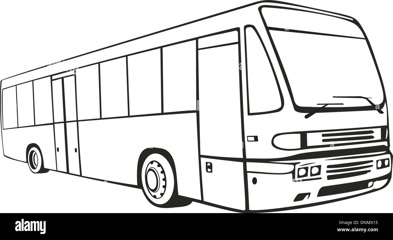 Illustrazione di un autobus navetta bus su sfondo isolato Illustrazione Vettoriale