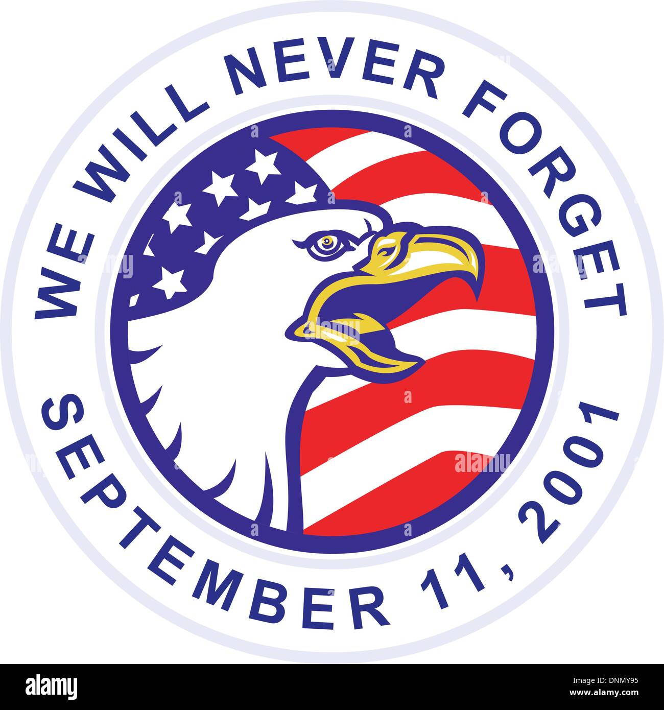 Illustrazione di un American aquila calva urlando con gli Stati Uniti a stelle e bandiera di strisce impostato all'interno del cerchio con le parole 'ci sarà Illustrazione Vettoriale