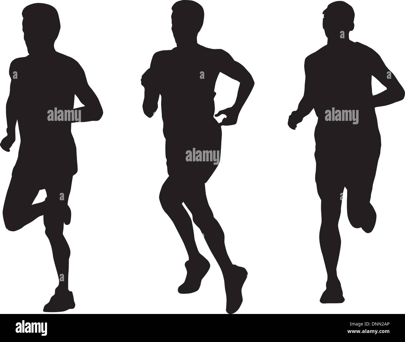 Illustrazione di un maratoneta in esecuzione jogging sagome isolati su sfondo bianco Illustrazione Vettoriale