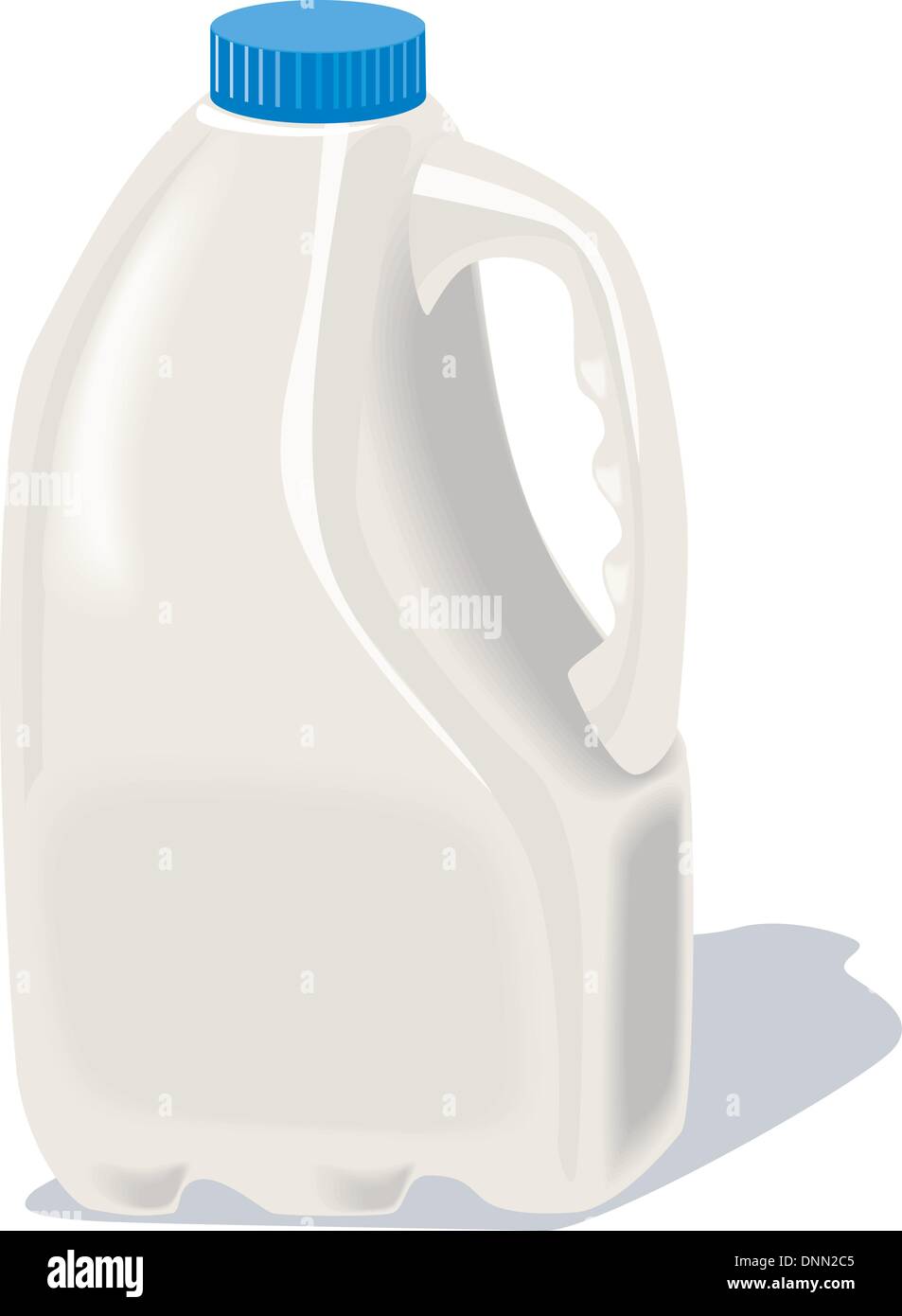 Illustrazione di una bottiglia di latte con coperchio blu isolato su sfondo bianco fatto in stile retrò. Illustrazione Vettoriale