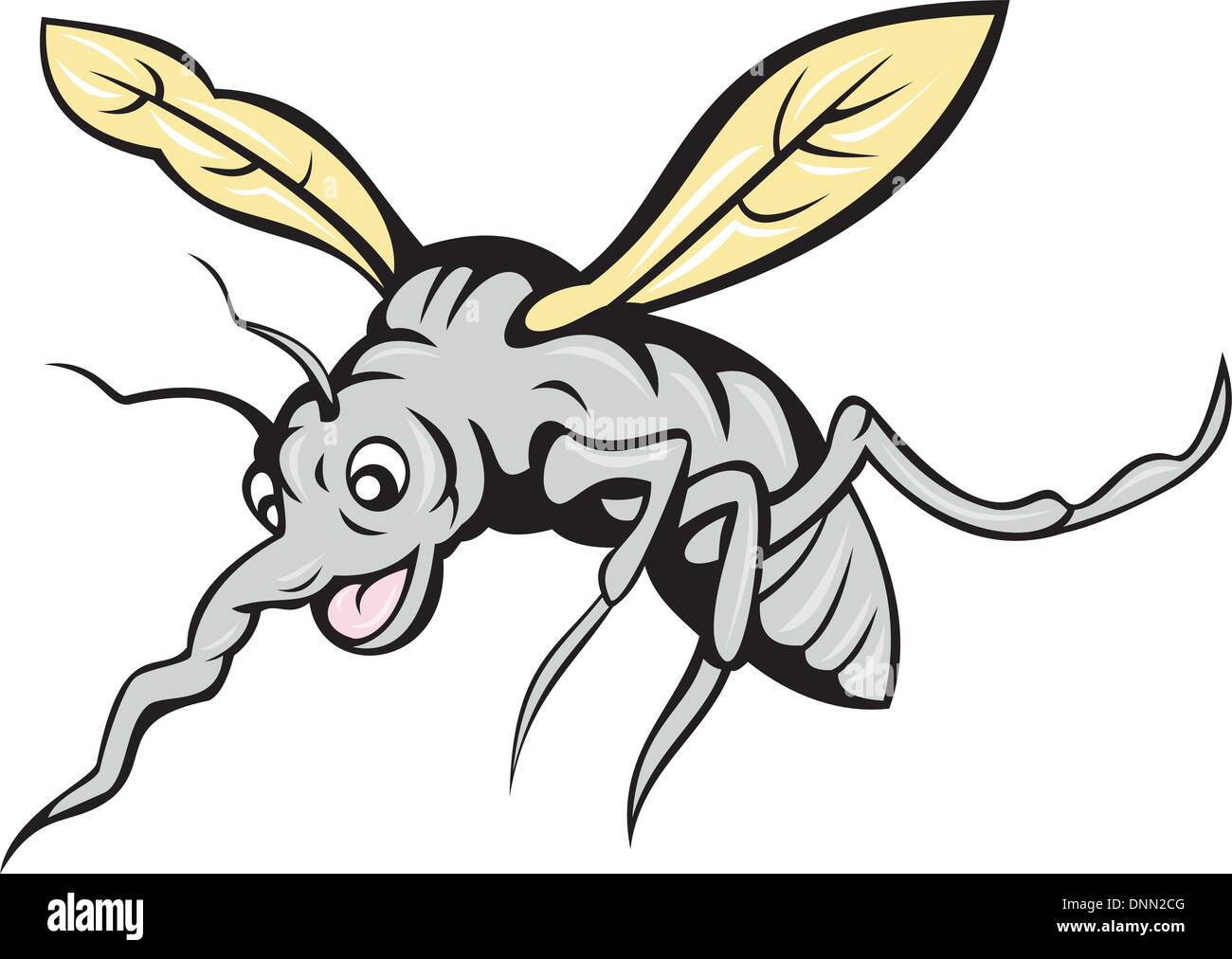 Illustrazione di un cartoon mosquito battenti isolati su sfondo bianco Illustrazione Vettoriale