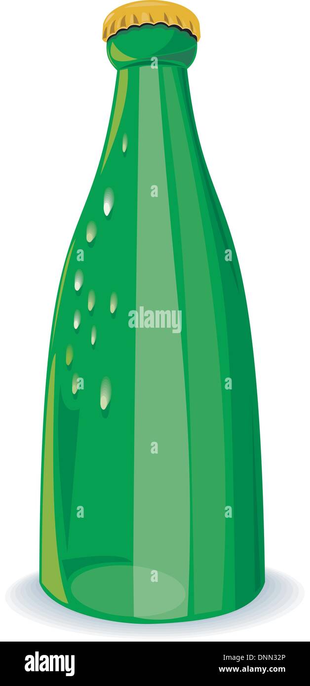 Illustrazione della bottiglia di birra wormview verde in stile retrò. Illustrazione Vettoriale