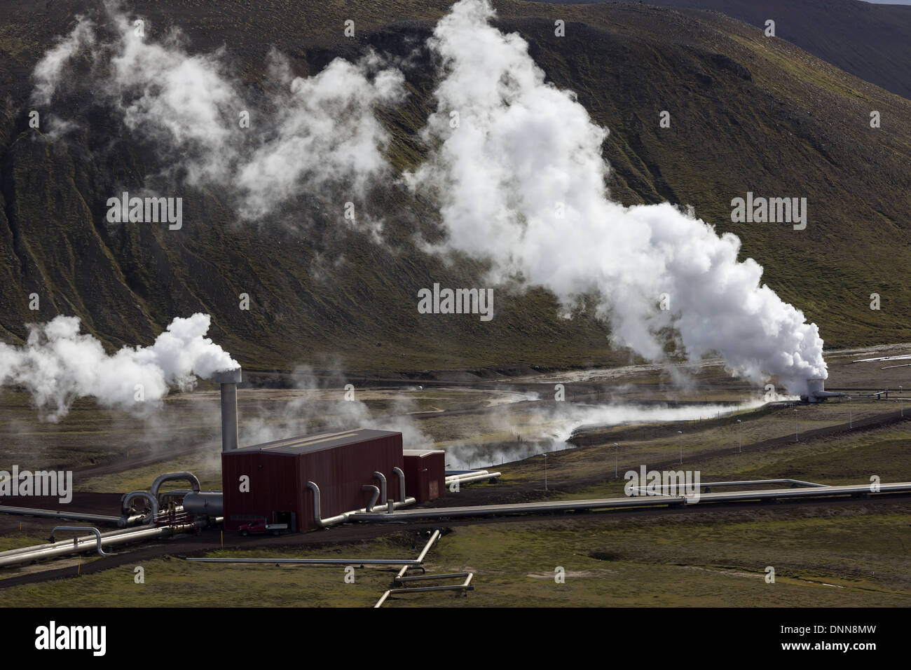 Il Krafla Power Station è a 60 MW Stazione Elettrica Geotermica si trova vicino al vulcano Krafla in Islanda. Foto Stock