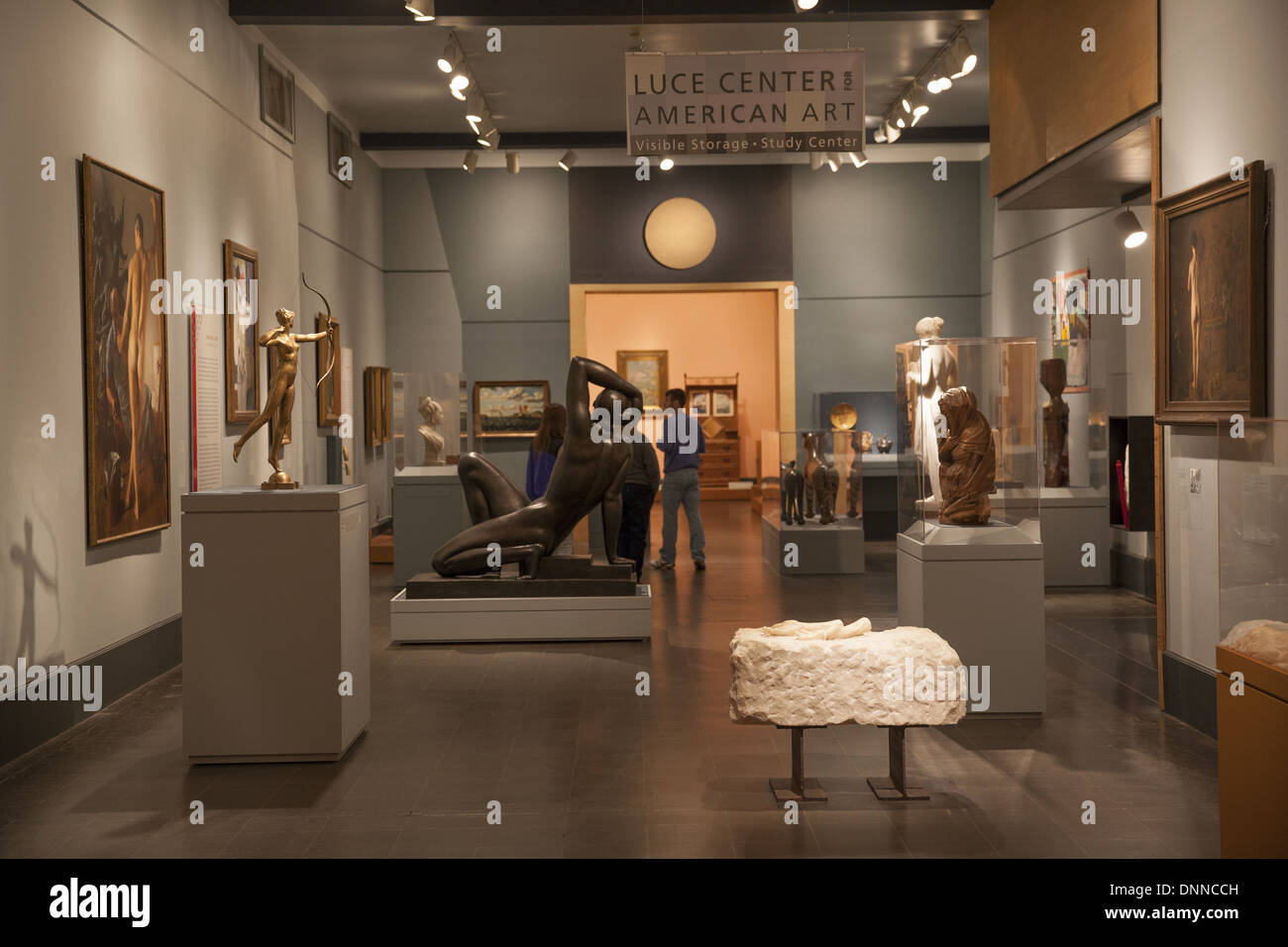 Luce Centro per l'arte americana, visibile lo studio di storage center al Brooklyn Museum, Brooklyn, New York. Foto Stock