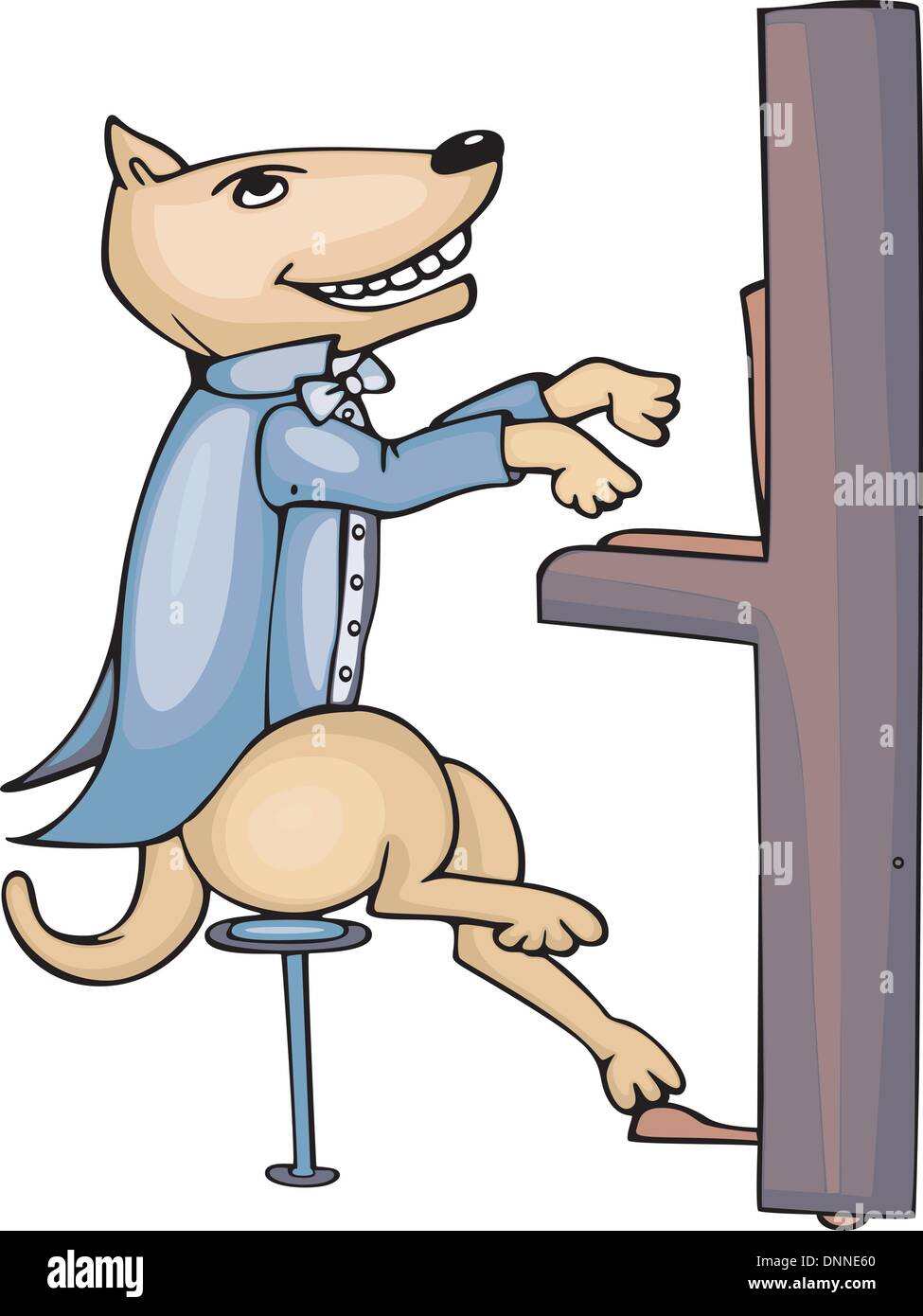 Cane la riproduzione di un pianoforte cartoon. Vinil-ready illustrazione EPS. Illustrazione Vettoriale