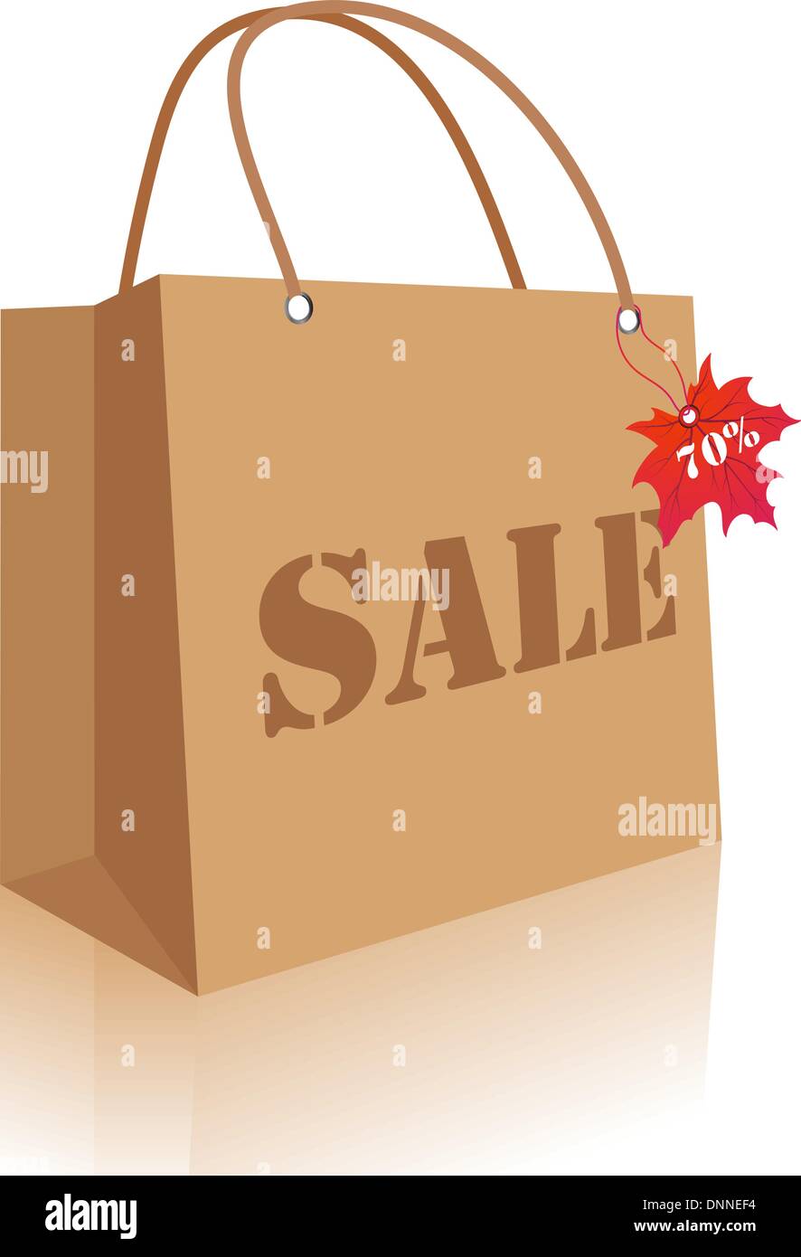 In autunno le foglie di acero vendita borsa con lablel. Illustrazione Vettoriale. Illustrazione Vettoriale