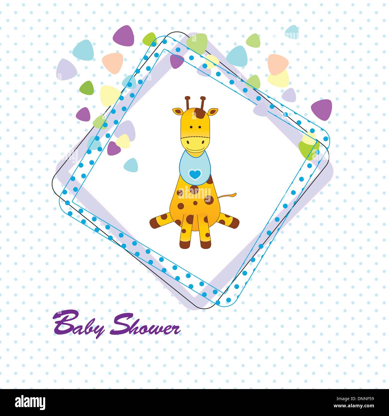 Carino e colorato baby invito sul bambino, doccia Illustrazione Vettoriale