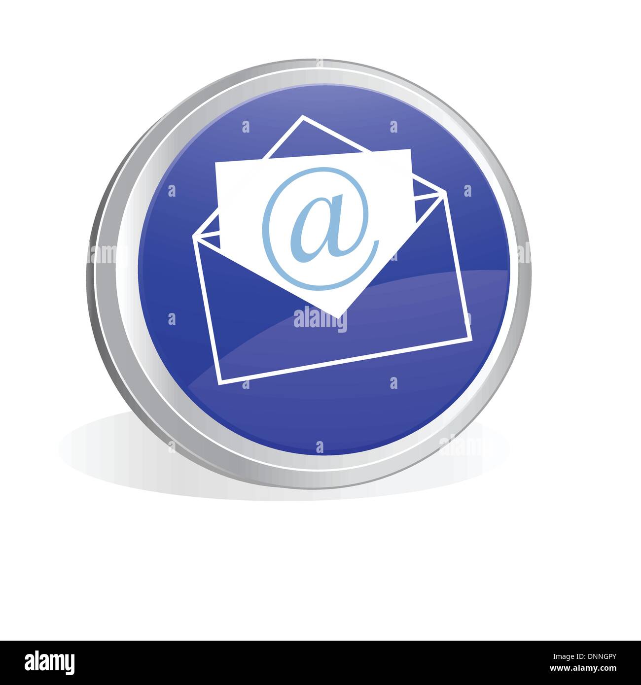 Pulsante blu con la busta e il simbolo di posta Illustrazione Vettoriale