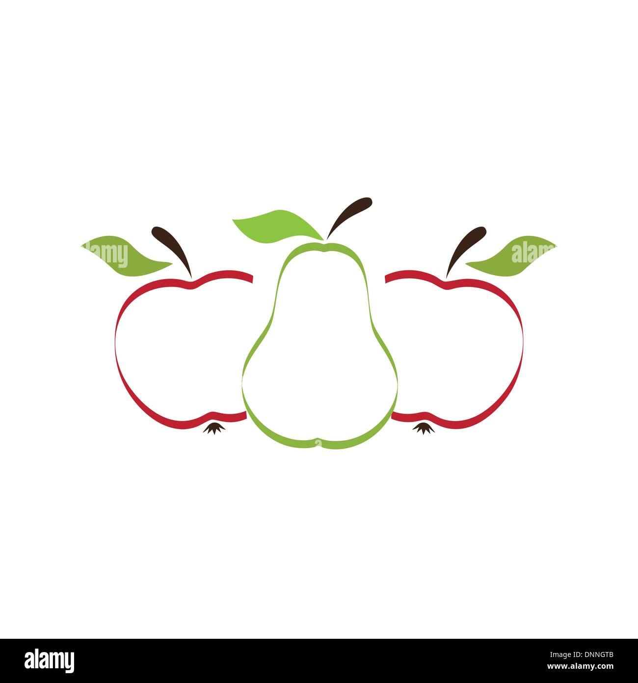 Apple e le pere come biologici e cibo sano simbolo Illustrazione Vettoriale