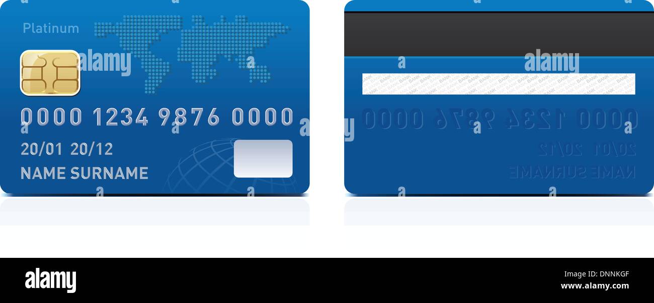 Realistico carta di credito isolati su sfondo bianco Illustrazione Vettoriale