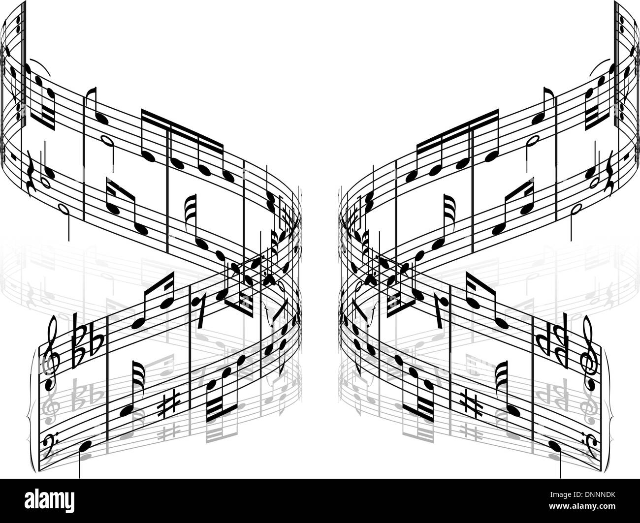 Abstract alla musica di sottofondo con note diverse e linee Illustrazione Vettoriale