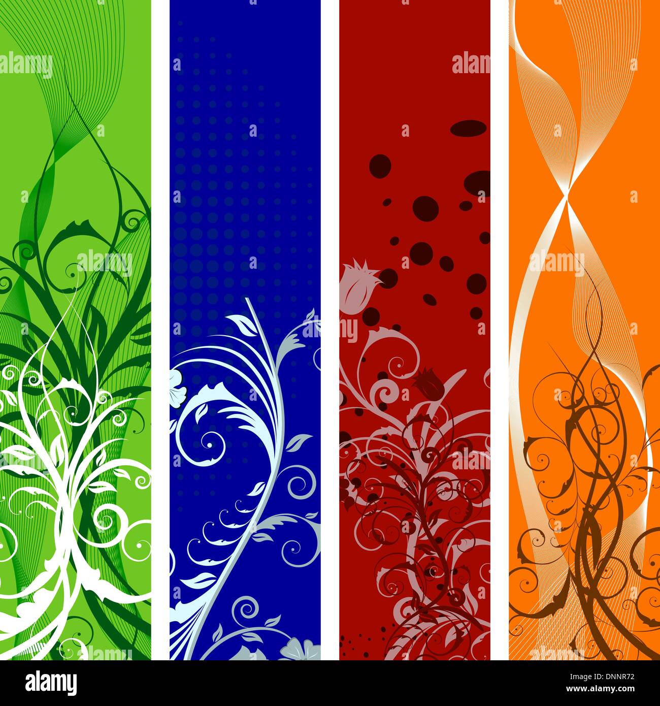 Set di colori diversi vettore banner floreali Illustrazione Vettoriale