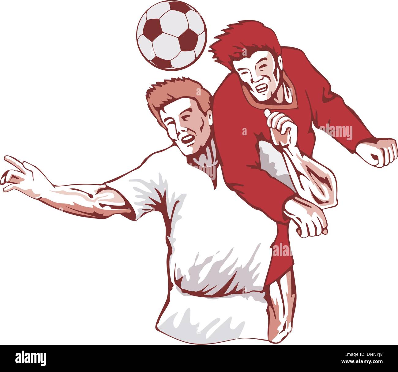Illustrazione del giocatore di calcio busto testata fatto in stile retrò. Illustrazione Vettoriale