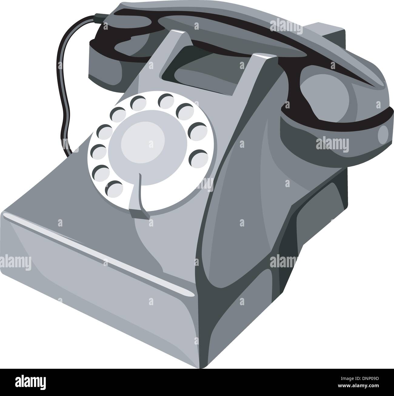 Illustrazione di un vecchio stile retrò telefono isolato su sfondo bianco fatto in stile retrò. Illustrazione Vettoriale