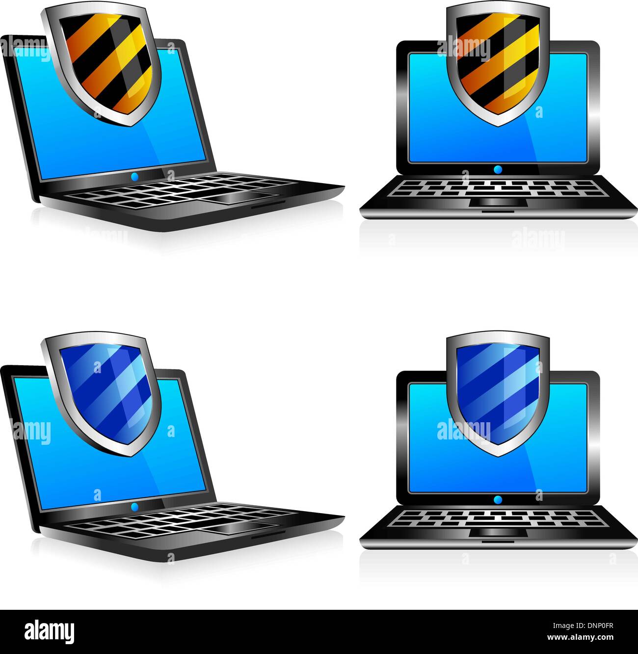 Computer di protezione antivirus e protezione firewall protezione digitale concept Illustrazione Vettoriale