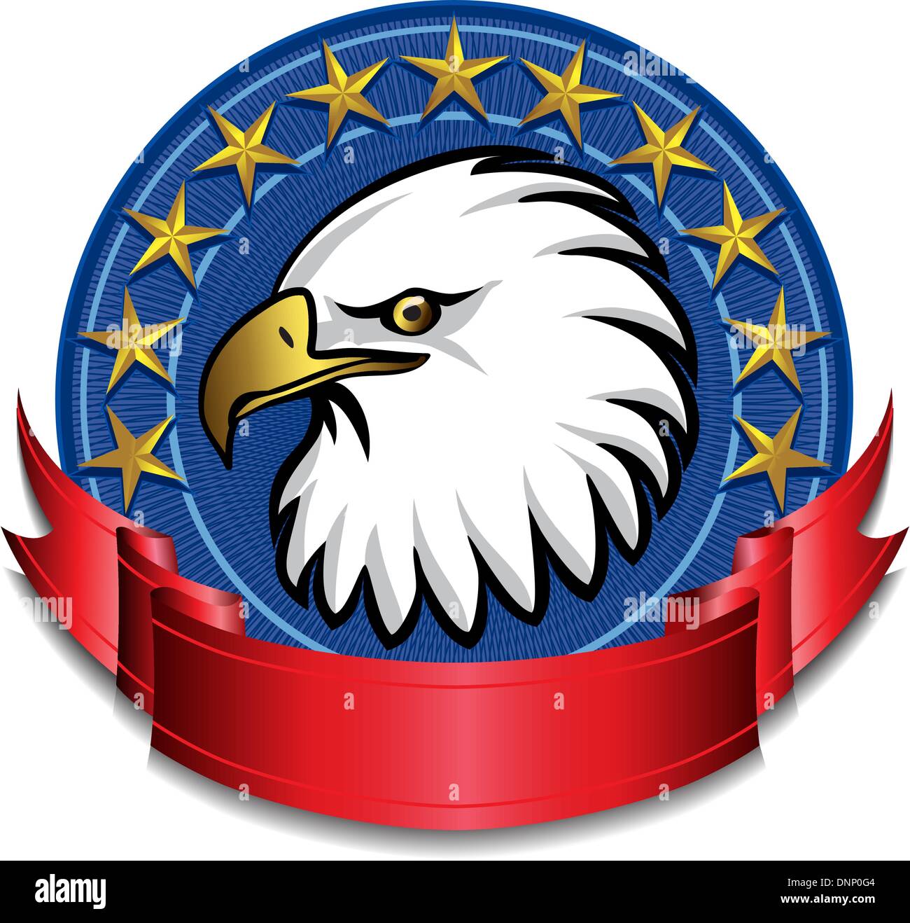 Eagle con banner e stelle d'oro Illustrazione Vettoriale