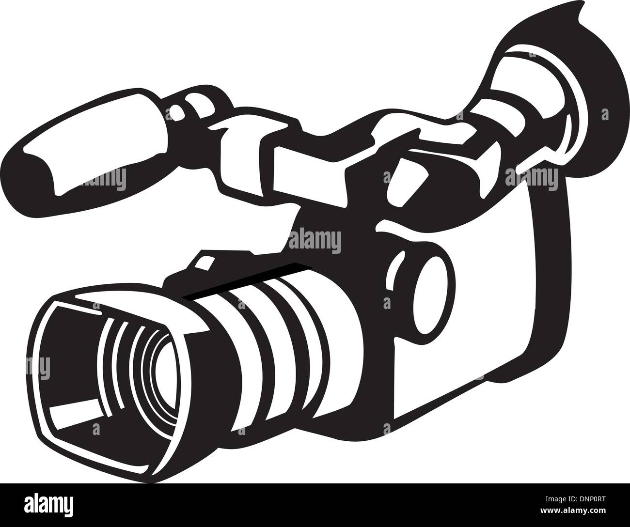 Illustrazione di un filmato video registratore telecamera fatto in stile retrò. Illustrazione Vettoriale