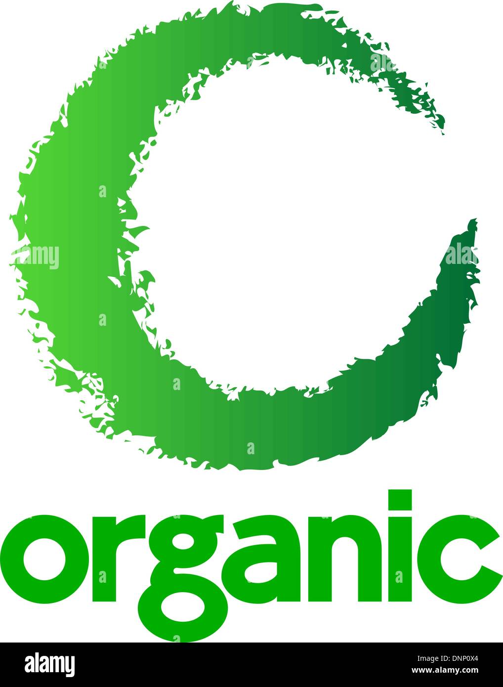 Logo Green concept, grafica swirl con disegnati a mano il carattere tipografico Illustrazione Vettoriale