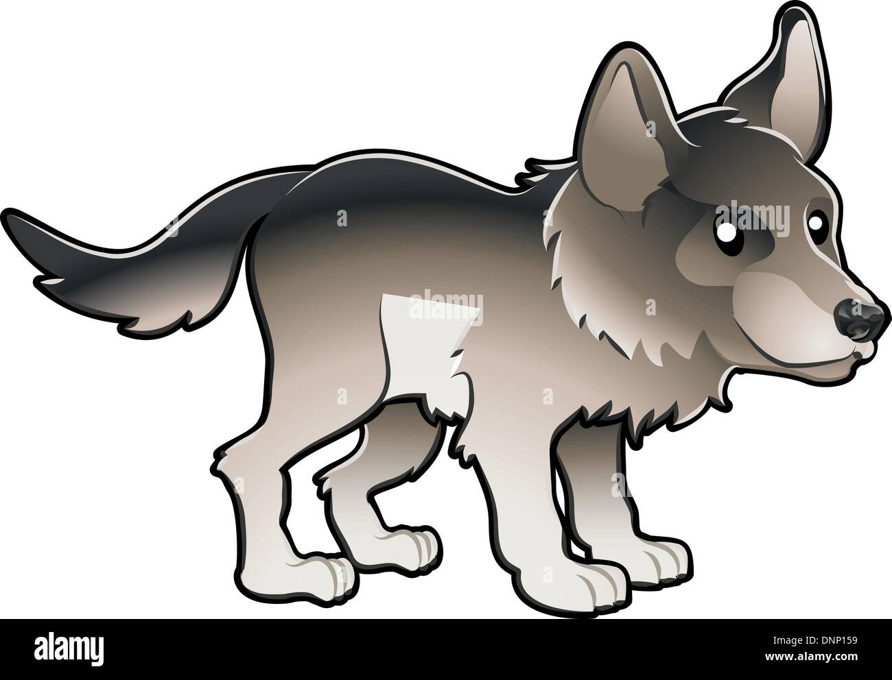 Una illustrazione vettoriale carino e cordiale wolf Illustrazione Vettoriale