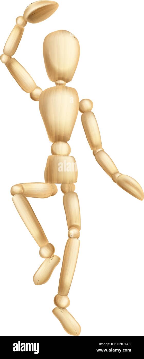 Una illustrazione di un ballo figura in legno o pupazzo o marionetta Illustrazione Vettoriale
