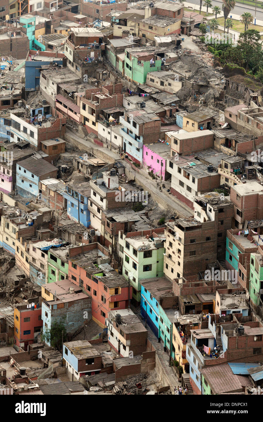 Il Perù, Lima, vista aerea di baraccopoli district Foto Stock