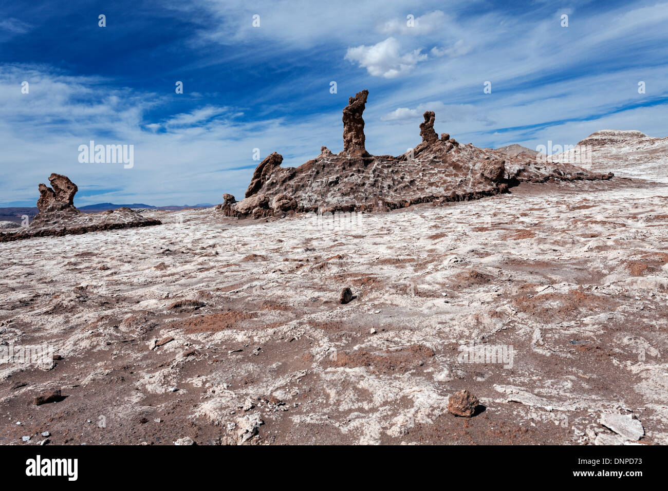 Il Cile, Antofagasta regione, il Deserto di Atacama, Valle de la Luna, formazioni rocciose Foto Stock